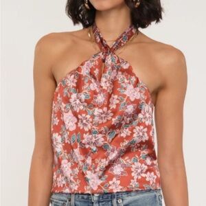 Mixology Heartloom Green Halter Top Blouse NWT Sz L